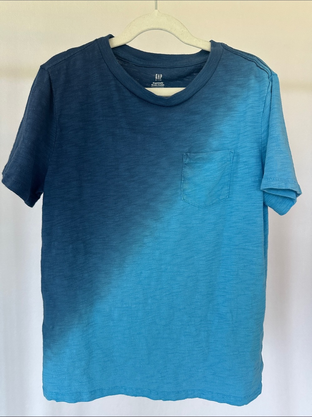 GAP Boy’s Short Sleeve Blue Ombré Pocket Tee - Large